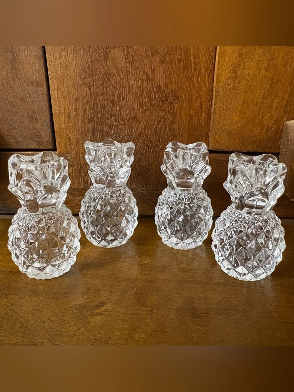Y2K Williams-Sonoma Set of 4 Tiny Glass Pineapple Taper Candle Holders